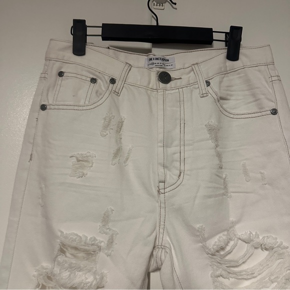 ONE X ONE TEASPOON Cococash Hooligans Low Waist distressed White Jeans Size 24 - Picture 5 of 10